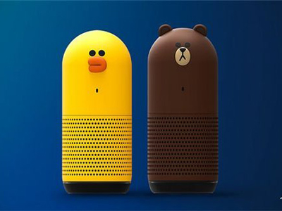 可爱的clova friends智能音箱 外形是小熊和小鸡